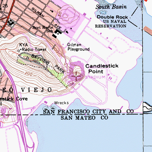 Topographic Map of Candlestick Point, CA