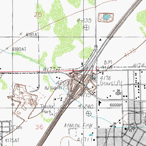 Topographic Map of Fort Grant Road Interchange, AZ