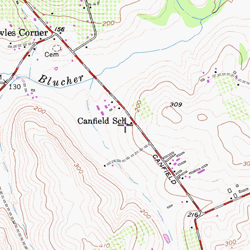 Topographic Map of Canfield School, CA