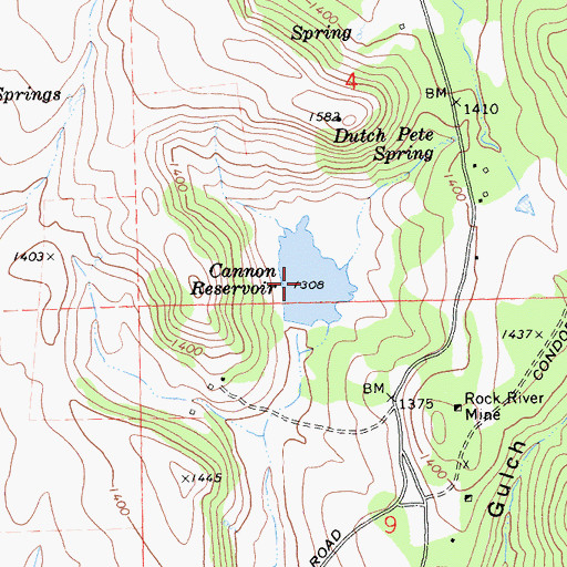 Topographic Map of Cannon Reservoir, CA