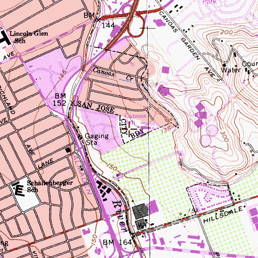 Topographic Map of Canoas Elementary School, CA