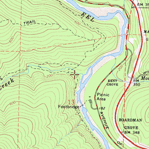 Topographic Map of Canoe Creek, CA
