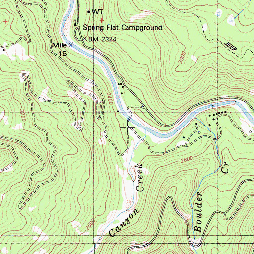 Topographic Map of Canyon Creek, CA