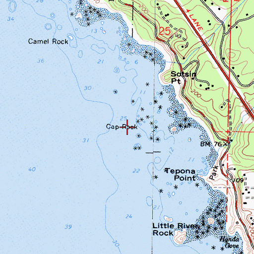 Topographic Map of Cap Rock, CA