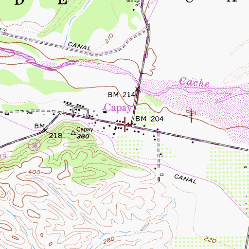 Topographic Map of Capay, CA