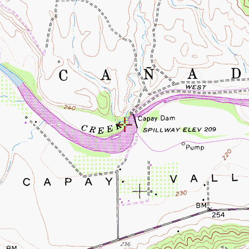 Topographic Map of Capay Dam, CA
