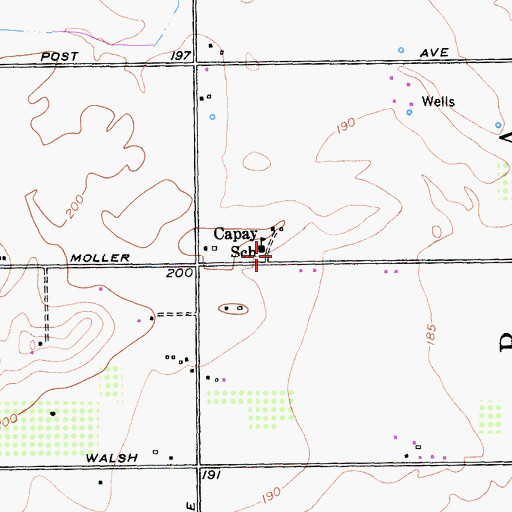 Topographic Map of Capay School, CA