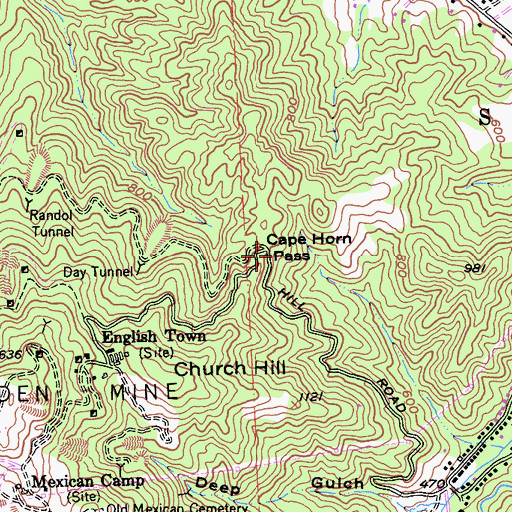 Topographic Map of Cape Horn Pass, CA