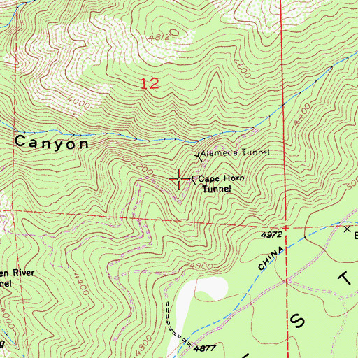 Topographic Map of Cape Horn Tunnel, CA