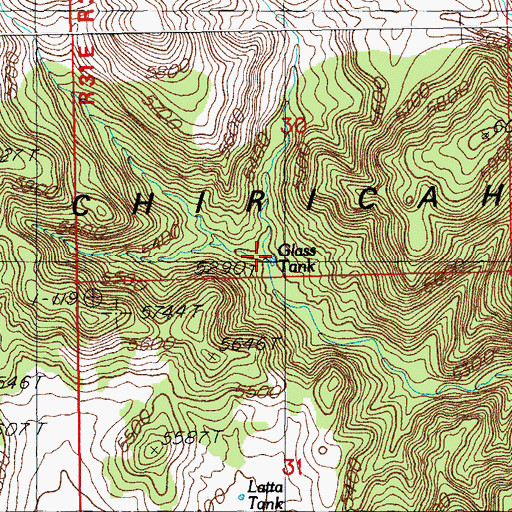 Topographic Map of Glass Tank, AZ