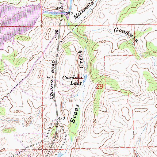 Topographic Map of Cardoza Lake, CA