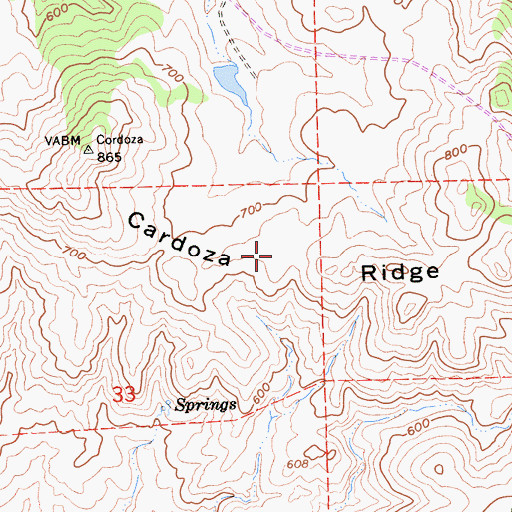 Topographic Map of Cardoza Ridge, CA