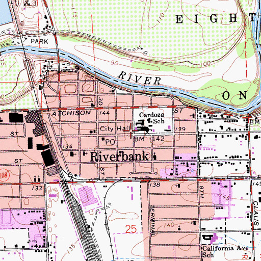 Topographic Map of Cardozo Middle School, CA