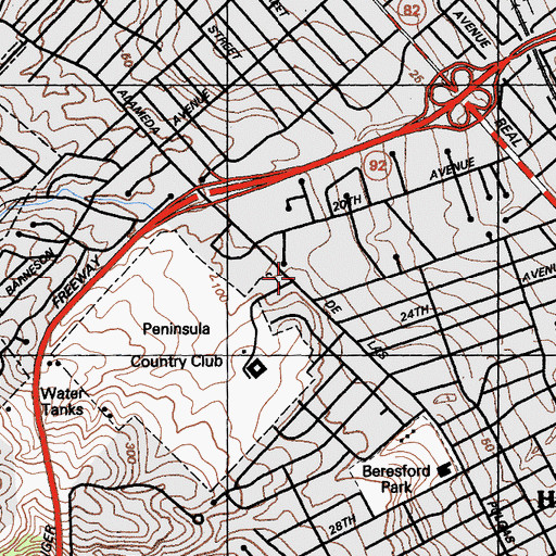 Topographic Map of The Carey School, CA