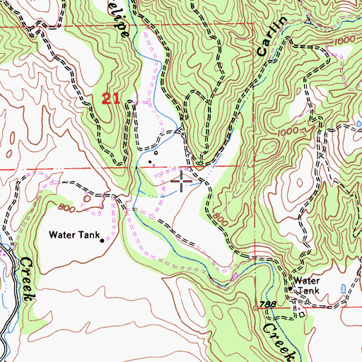 Topographic Map of Carlin Canyon, CA