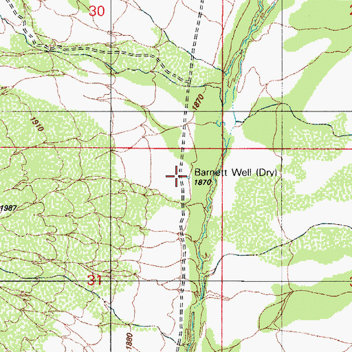 Topographic Map of Barnett Well, AZ