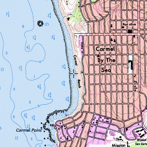 Topographic Map of Carmel Beach, CA