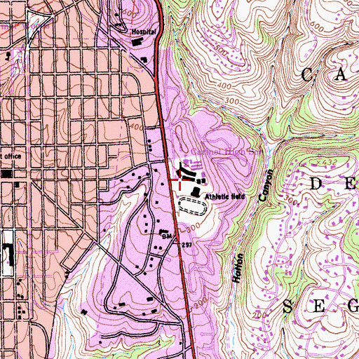 Topographic Map of Carmel High School, CA