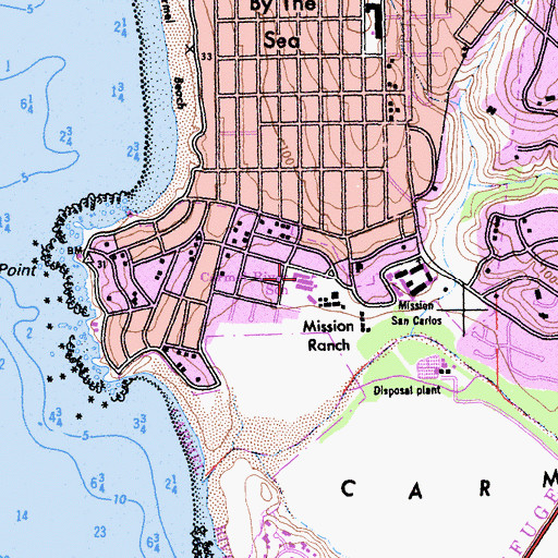 Topographic Map of Carmel River Elementary School, CA