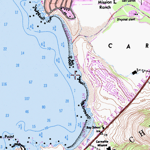 Topographic Map of Carmel River State Beach, CA