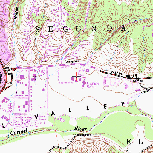 Topographic Map of Carmel Middle School, CA