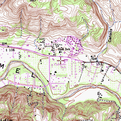 Topographic Map of Carmelo School, CA