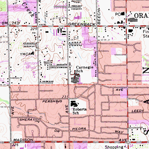 Topographic Map of Andrew Carnegie Middle School, CA