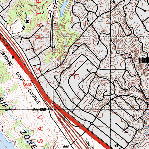 Topographic Map of Carol Chateau, CA