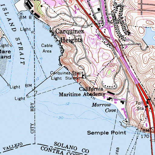Topographic Map of Carquinez Strait Lighthouse, CA