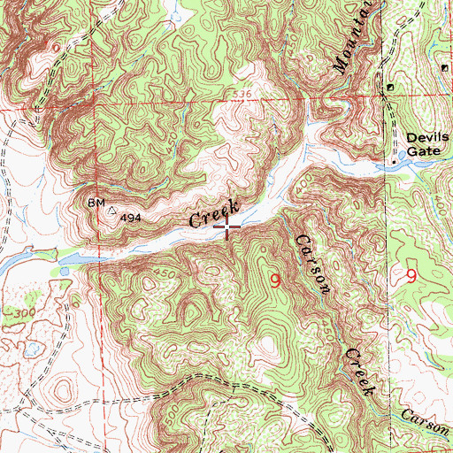 Topographic Map of Carson Creek, CA