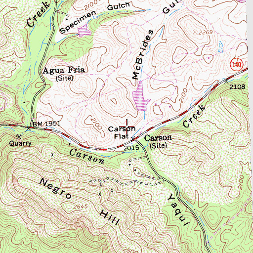 Topographic Map of Carson Flat, CA