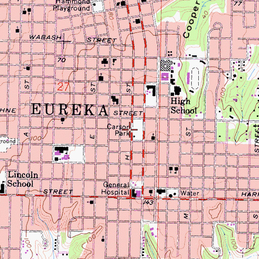 Topographic Map of Carson Park, CA