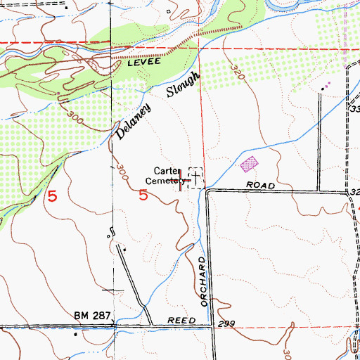 Topographic Map of Carter Cemetery, CA