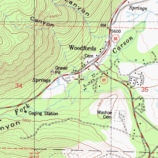 Topographic Map of Cary Canyon, CA