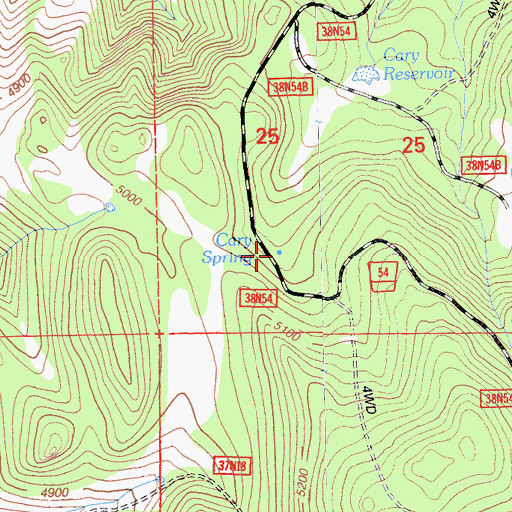 Topographic Map of Cary Spring, CA