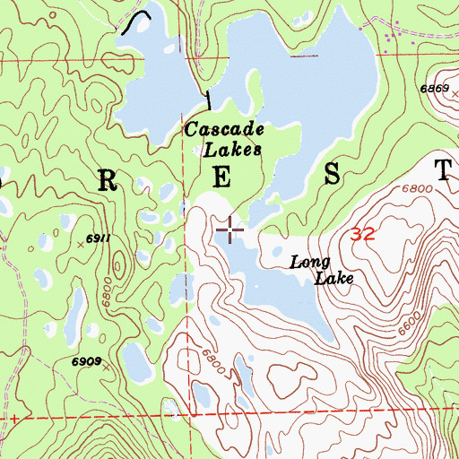 Topographic Map of Cascade Lakes, CA
