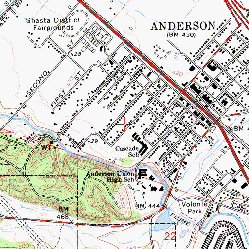Topographic Map of Cascade Community Day School, CA