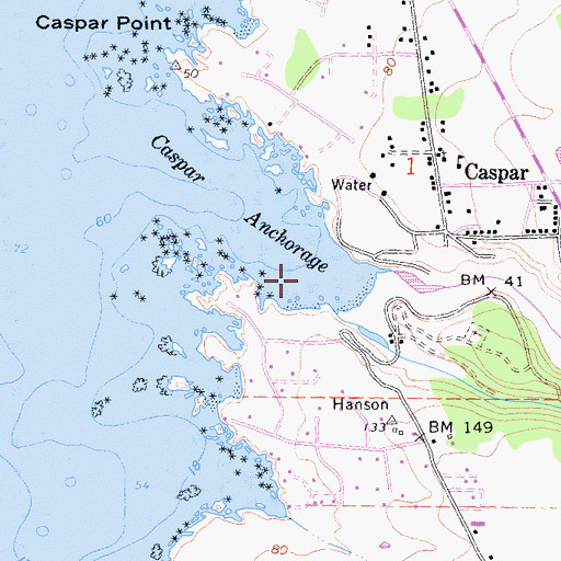 Topographic Map of Caspar Anchorage, CA