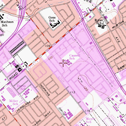 Topographic Map of Sylvia Cassell Elementary School, CA