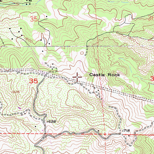 Topographic Map of Castle Rock, CA