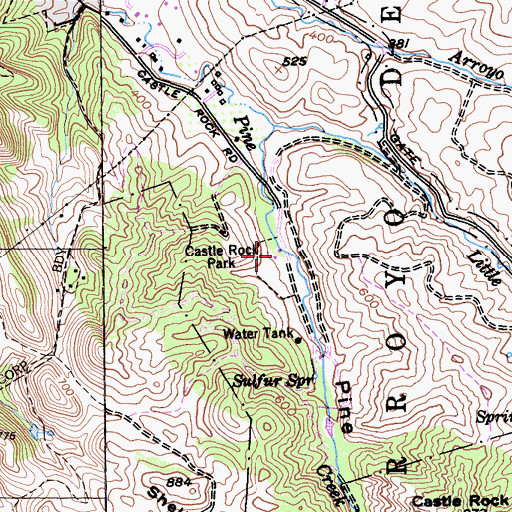 Topographic Map of Castle Rock Park, CA