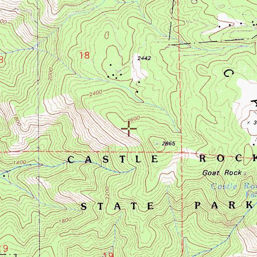 Topographic Map of Castle Rock State Park, CA