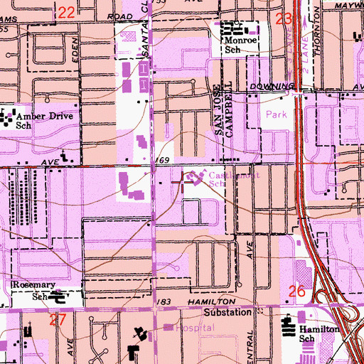 Topographic Map of Castlemont Elementary School, CA