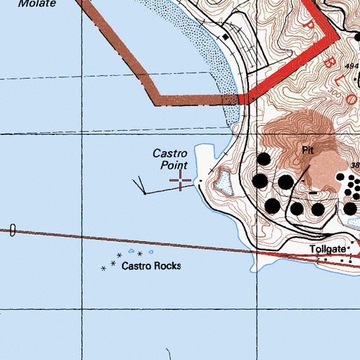 Topographic Map of Castro Point, CA