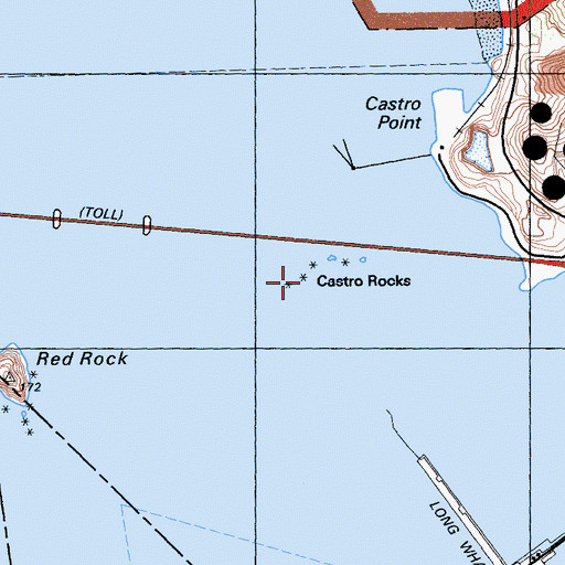 Topographic Map of Castro Rocks, CA