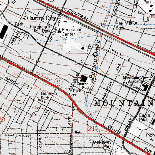Topographic Map of Mariano Castro Elementary School, CA