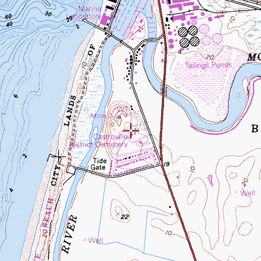 Topographic Map of Castroville Moss Landing Cemetery, CA