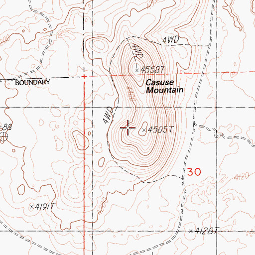Topographic Map of Casuse Mountain, CA