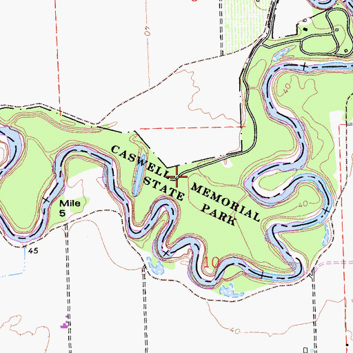Topographic Map of Caswell Memorial State Park, CA