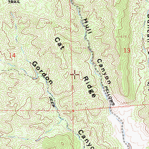Topographic Map of Cat Ridge, CA